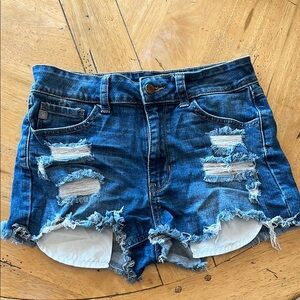 Distressed Denim Blue Shorts